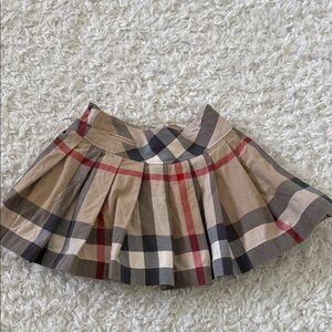 Burberry Beige and Red Plaid Skater Skirt